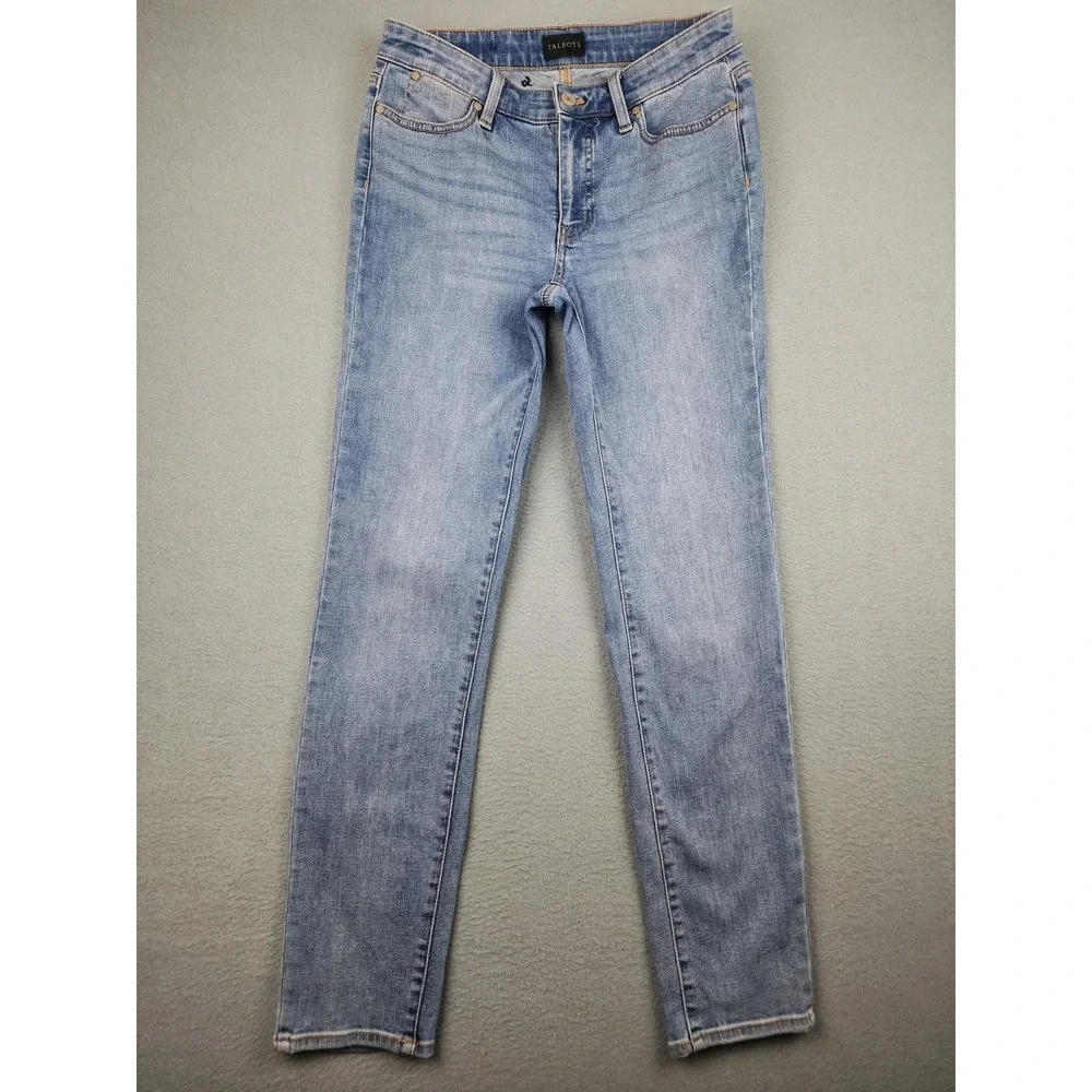 Talbots Skinny Jeans Womens 8 Blue Light Wash Mid Rise Stretch Denim Casual